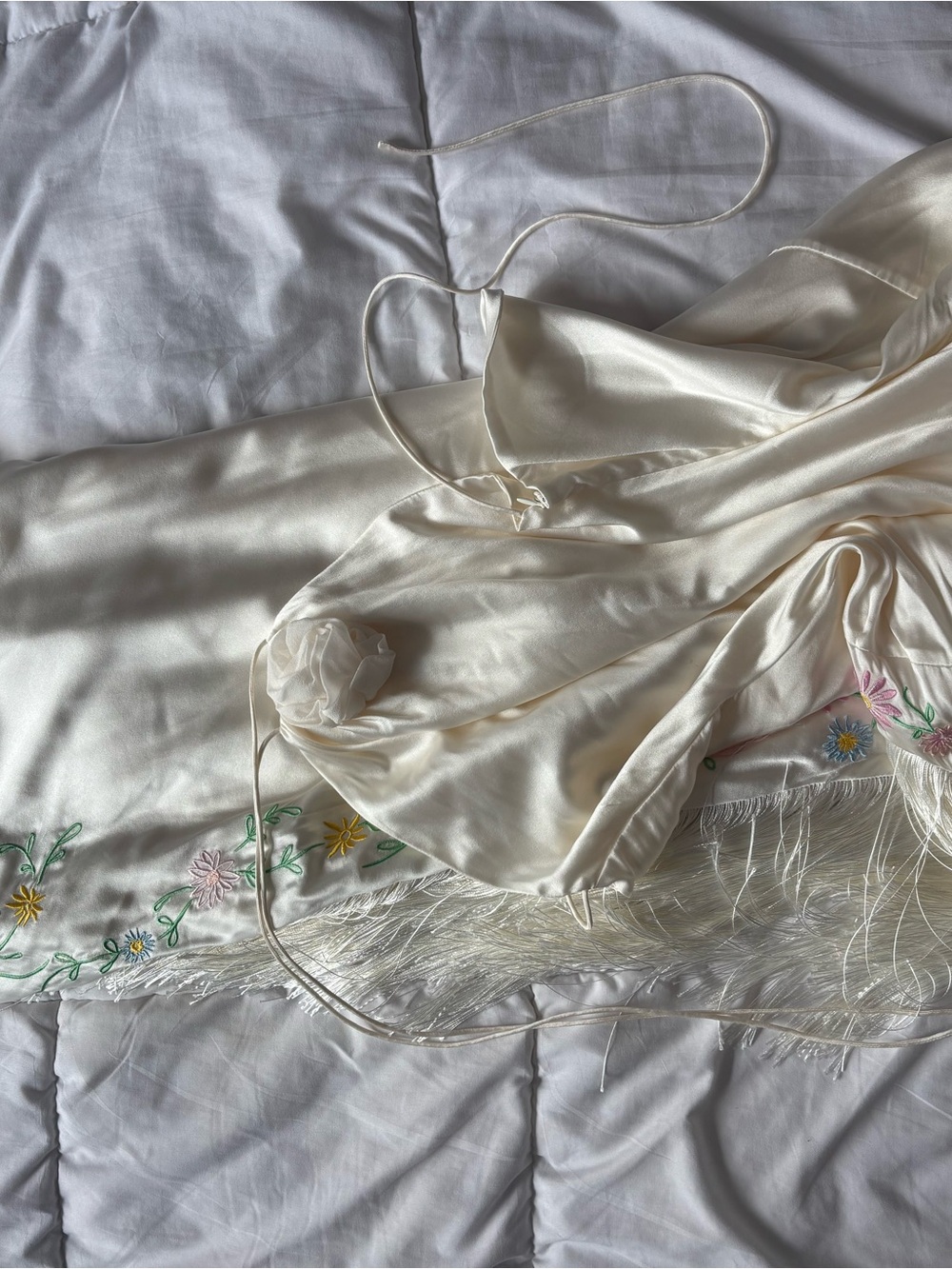 For Love And Lemons Cream Asymmetrical Floral-Trim Halter Dress - Picture 6 of 7